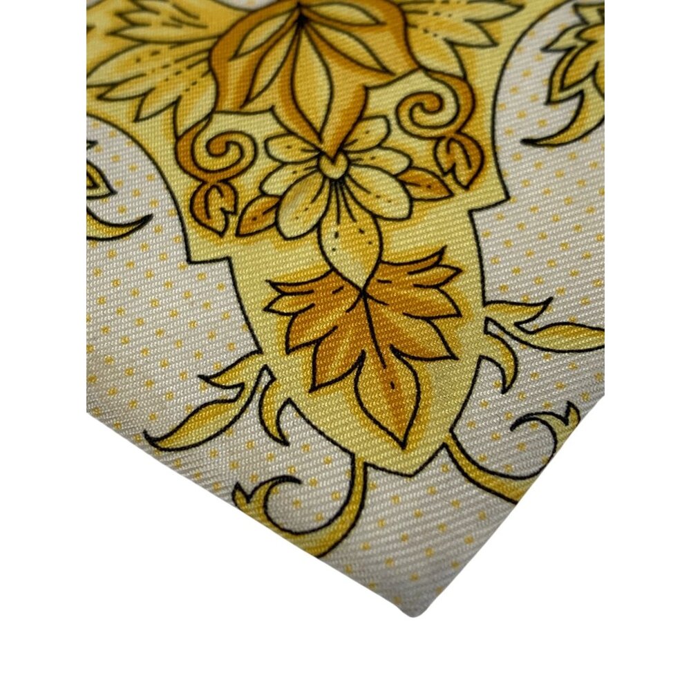 VTG Gianni Versace Yellow Gold Baroque Silk Necktie Italy - Picture 5 of 12